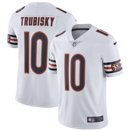 Men Chicago Bears 10 Mitchell Trubisky White Nike Vapor Untouchable Limited NFL Jersey
